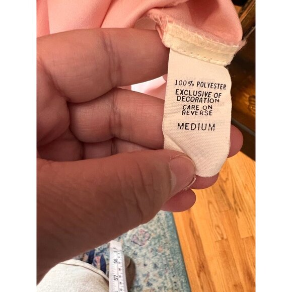 Vintage Nightgown Pink Lace Short Gown All Polyester USA Size Medium - Picture 6 of 6